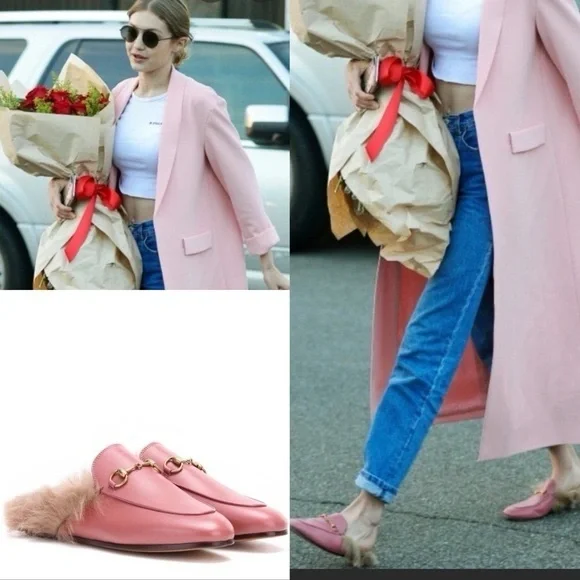 Gucci Princetown Pink Fur Lined Mules - Picture 3 of 6